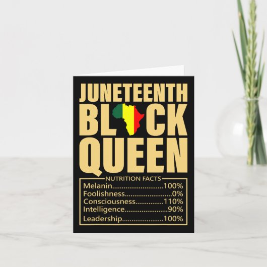 Juneteenth Black Queen Voedingsfeiten Zwarte Gesch Kaart (Voorkant)