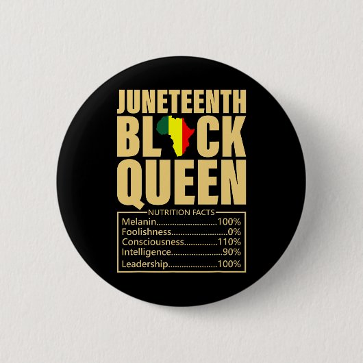 Juneteenth Black Queen Voedingsfeiten Zwarte Gesch Ronde Button 5,7 Cm (Voorkant)