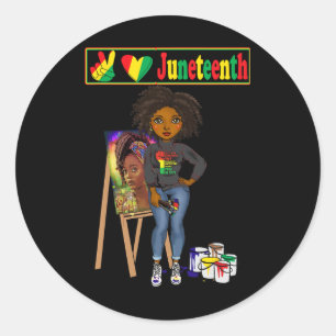 Juneteenth Black Vrouwen Melanin Vrede Liefde June Ronde Sticker