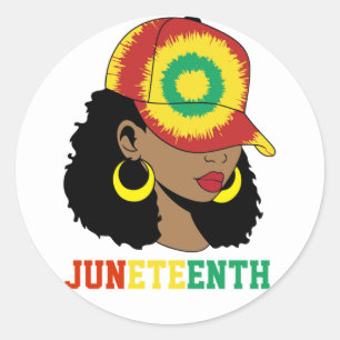 Juneteenth Black Woman Black History maand Ronde Sticker