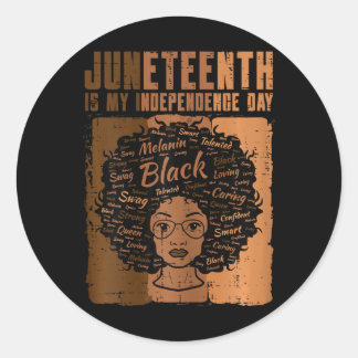 Juneteenth Black Woman Independence Day Melanin Wo Ronde Sticker