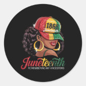 Juneteenth Black Women Girls Remembering My Ancest Ronde Sticker (Voorkant)
