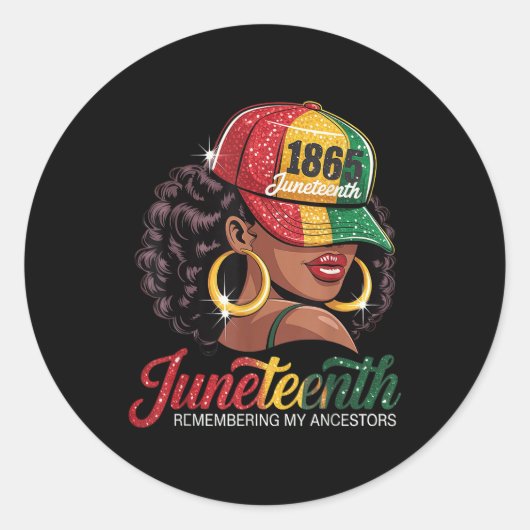 Juneteenth Black Women Girls Remembering My Ancest Ronde Sticker (Voorkant)