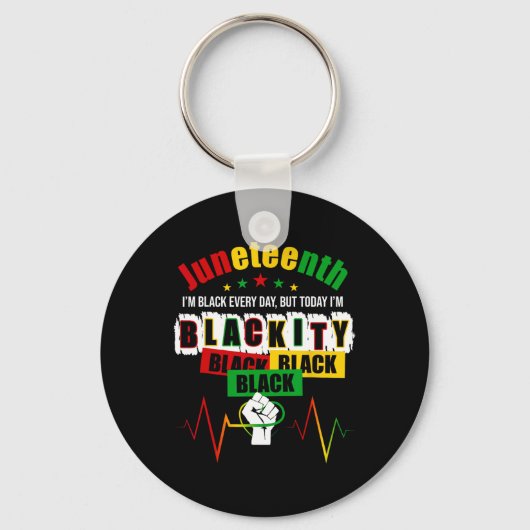 Juneteenth Blackity Afro-Amerika Zwarte Geschieden Sleutelhanger (Voorkant)
