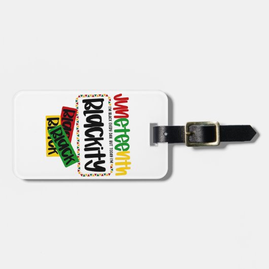 Juneteenth Blackity Black Black Funny Bagagelabel (Voorkant horizontaal)