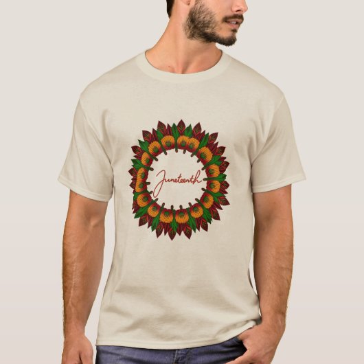 Juneteenth bloemenmandala Afrikaans geïnspireerde  T-shirt (Voorkant)