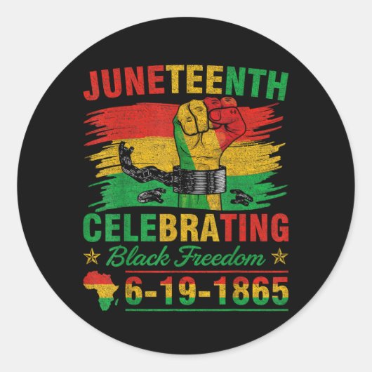Juneteenth Breaking Elke Ketting Zwart Mannen Vrou Ronde Sticker (Voorkant)