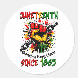Juneteenth Breaking Every Chain Since 1865 Black H Ronde Sticker