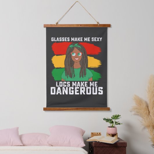 Juneteenth Bril Locs Maakt Me Gevaarlijk Hangend Wandkleed (Slaapkamer)