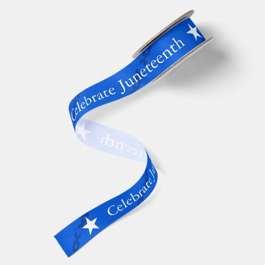 Juneteenth Broken Chains Blue Satijnen Lint (Achterkant)
