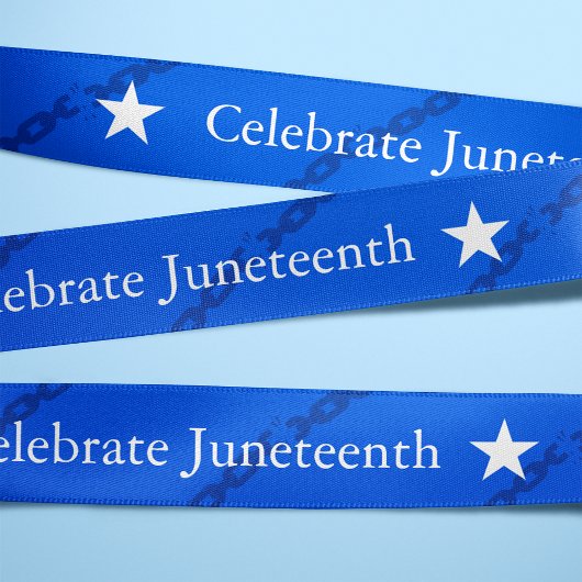 Juneteenth Broken Chains Blue Satijnen Lint