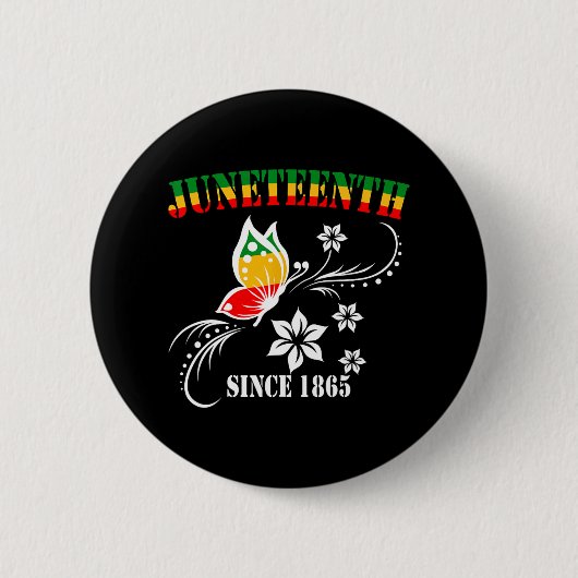 Juneteenth Butterfly Flag viert zwarte vrijheid Ronde Button 5,7 Cm (Voorkant)