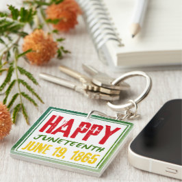 Juneteenth Cadeau Juneteenth Vierkante Acryl Sleut Sleutelhanger
