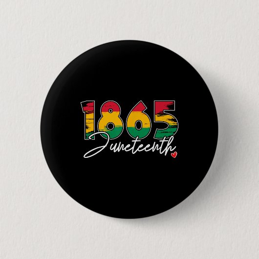 Juneteenth Celebrate Black Freedom 1865 Heart Hist Ronde Button 5,7 Cm (Voorkant)