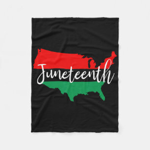 Juneteenth Celebrate Black Freedom Usa Map Black H Fleece Deken