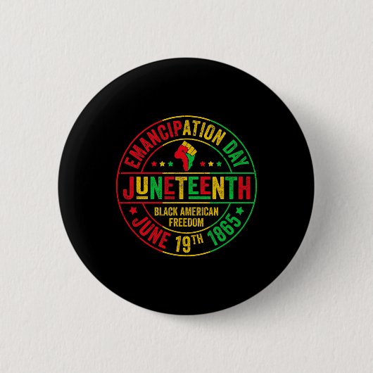 Juneteenth Celebrate Freedom 1865 Afro-Amerikaan Ronde Button 5,7 Cm (Voorkant)