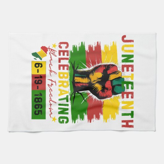 Juneteenth Celebrating Black Freedom Black Geschie Theedoek (Horizontaal)