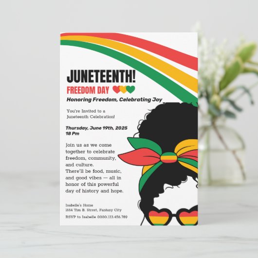 Juneteenth Celebration Invitation – Vrijheid en vr Kaart (Staand voorkant)