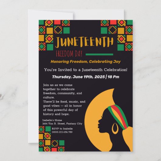 Juneteenth Celebration Invitation – Vrijheid en vr Kaart (Voorkant)