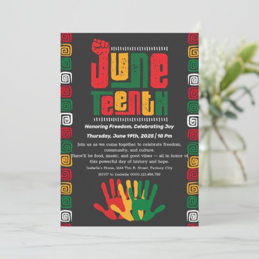 Juneteenth Celebration Invitation – Vrijheid en vr Kaart (Staand voorkant)