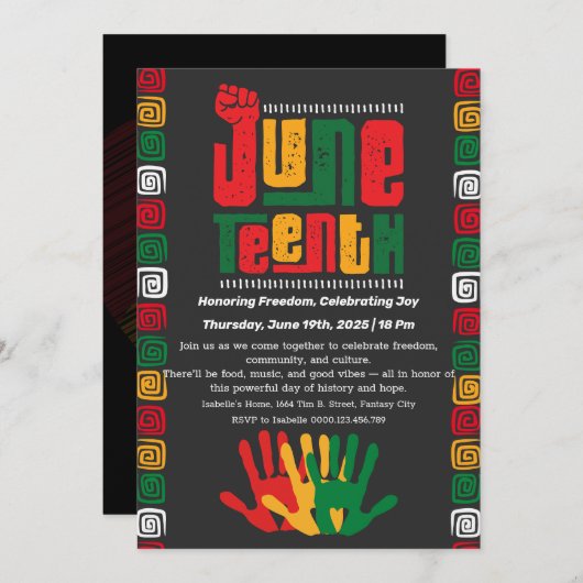 Juneteenth Celebration Invitation – Vrijheid en vr Kaart (Voorkant / Achterkant)