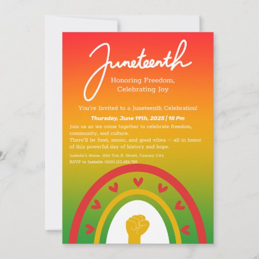 Juneteenth Celebration Invitation – Vrijheid en vr Kaart (Voorkant)