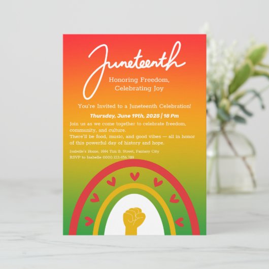 Juneteenth Celebration Invitation – Vrijheid en vr Kaart (Staand voorkant)