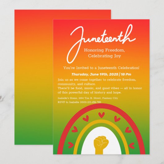 Juneteenth Celebration Invitation – Vrijheid en vr Kaart (Voorkant / Achterkant)