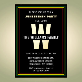 Juneteenth Celebration Party name Monogram Folie Uitnodiging