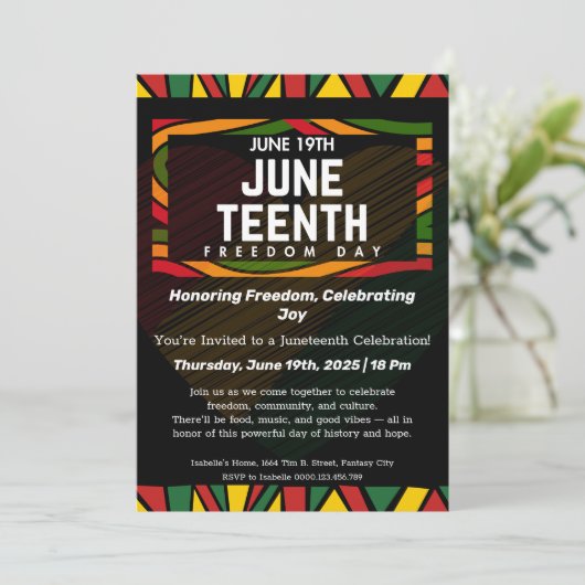 Juneteenth Celebration Uitnodiging ter ere van Vri (Staand voorkant)