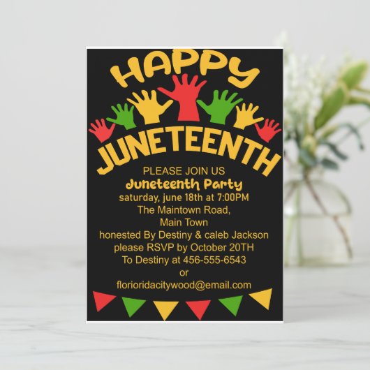 Juneteenth Celebrations Party Uitnodiging (Staand voorkant)