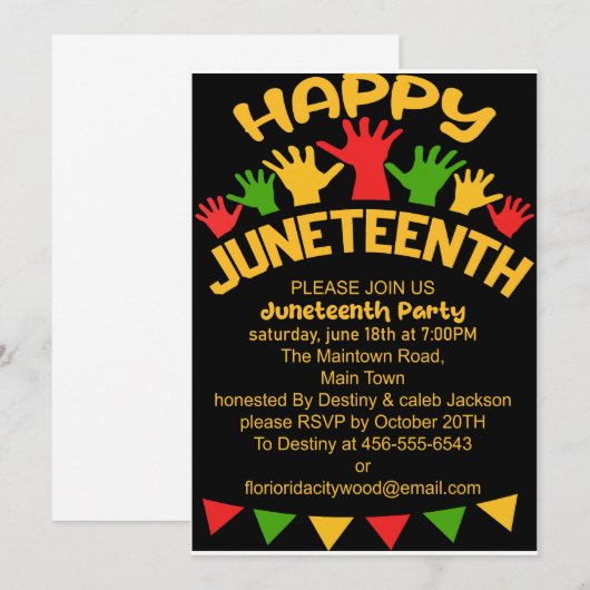 Juneteenth Celebrations Party Uitnodiging (Voorkant / Achterkant)