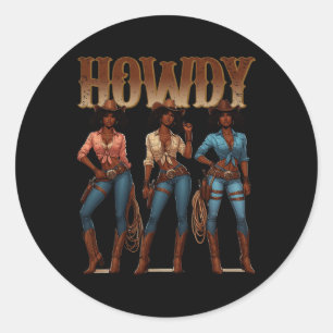 Juneteenth Cowgirl Western Rodeo Melanin Geschiede Ronde Sticker