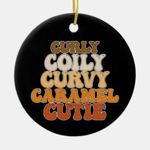Juneteenth Curly Coily Curvy Caramel Cutie Keramisch Ornament