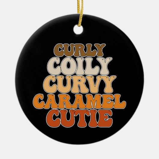 Juneteenth Curly Coily Curvy Caramel Cutie Keramisch Ornament (Voorkant)