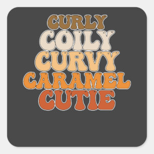 Juneteenth Curly Coily Curvy Caramel Cutie Vierkante Sticker