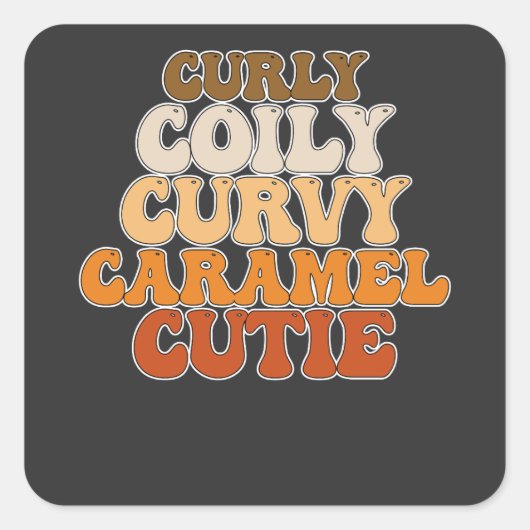 Juneteenth Curly Coily Curvy Caramel Cutie Vierkante Sticker (Voorkant)