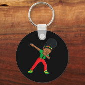 Juneteenth Dabbing Black Princess Cute Brown Skin Sleutelhanger (Achterkant)