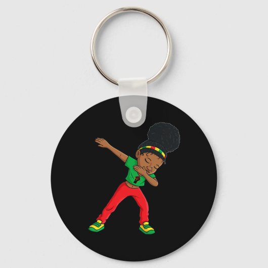 Juneteenth Dabbing Black Princess Cute Brown Skin Sleutelhanger (Achterkant)