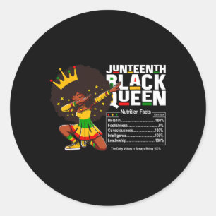 Juneteenth Dabbing Black Queen Voedingsfeiten W Ronde Sticker