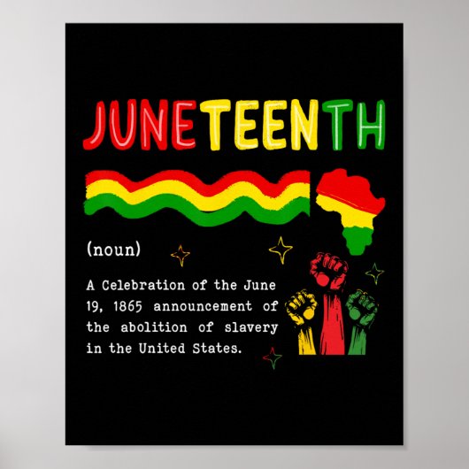 Juneteenth Definitie 19 juni 1865 Zwarte Geschiede Poster (Voorkant)