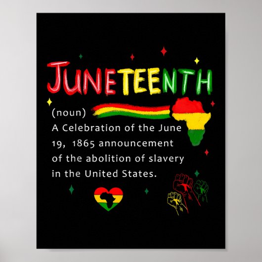 Juneteenth Definition Zwart Afro-Amerikaanse Manne Poster (Voorkant)