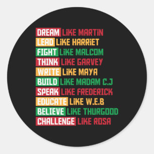 Juneteenth Dream Like Leaders Zwarte Vrouwen Manne Ronde Sticker