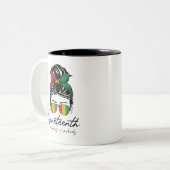 Juneteenth Eigendom van niemand rommelig broodje M Tweekleurige Koffiemok (Voorkant links)