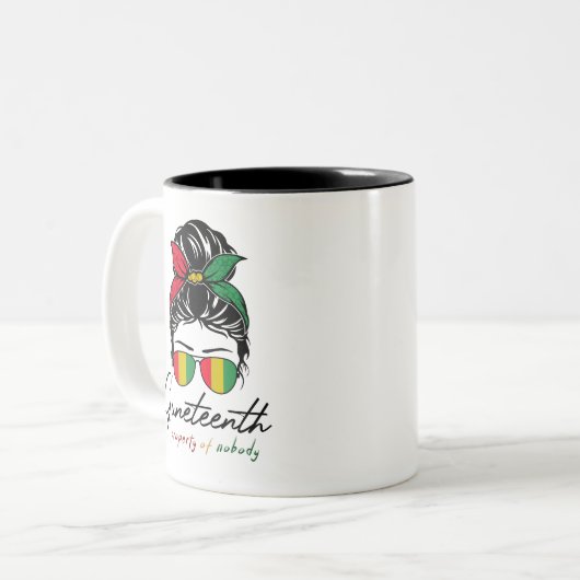 Juneteenth Eigendom van niemand rommelig broodje M Tweekleurige Koffiemok (Voorkant links)