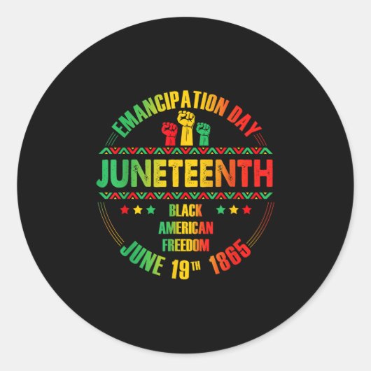 Juneteenth Emancipation Day Black 19 juni 1865 M Ronde Sticker (Voorkant)