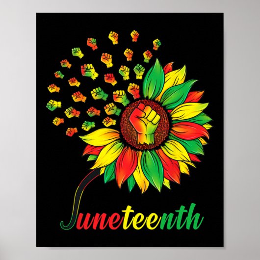Juneteenth Fist Sunflower Black African Ameri Poster (Voorkant)