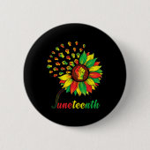 Juneteenth Fist Sunflower Black African Ameri Ronde Button 5,7 Cm (Voorkant)