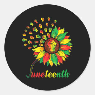 Juneteenth Fist Sunflower Black African Ameri Ronde Sticker