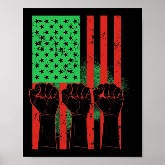 Juneteenth Fists Black Afro-Amerikaanse vlag Pride Poster (Voorkant)